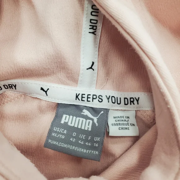 Puma Evostripe Womens Top Pink XL Pullover Hoodie Logo Sweatshirt Pockets - Picture 3 of 9